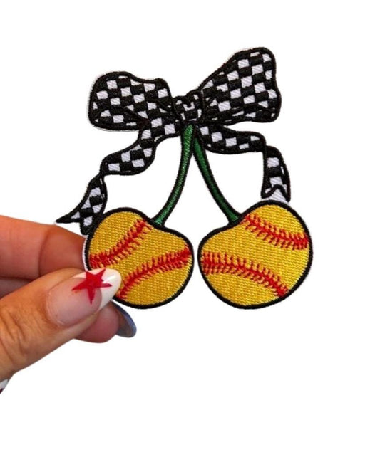 Softball Mama Iron-On Patch: Embroidered Chenille Applique