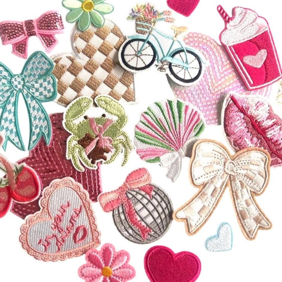 Preppy Patches, Preppy Iron On Patches, Girly Patch Bundle, Hat Bar Bundle, Cute Iron On Patches, Grand Millennial Patches