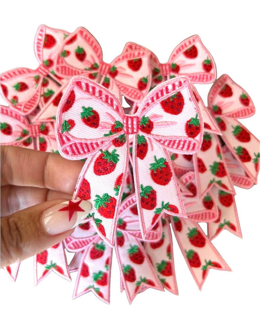 Strawberry Bow Iron-On Patch: Summer Apparel Decor