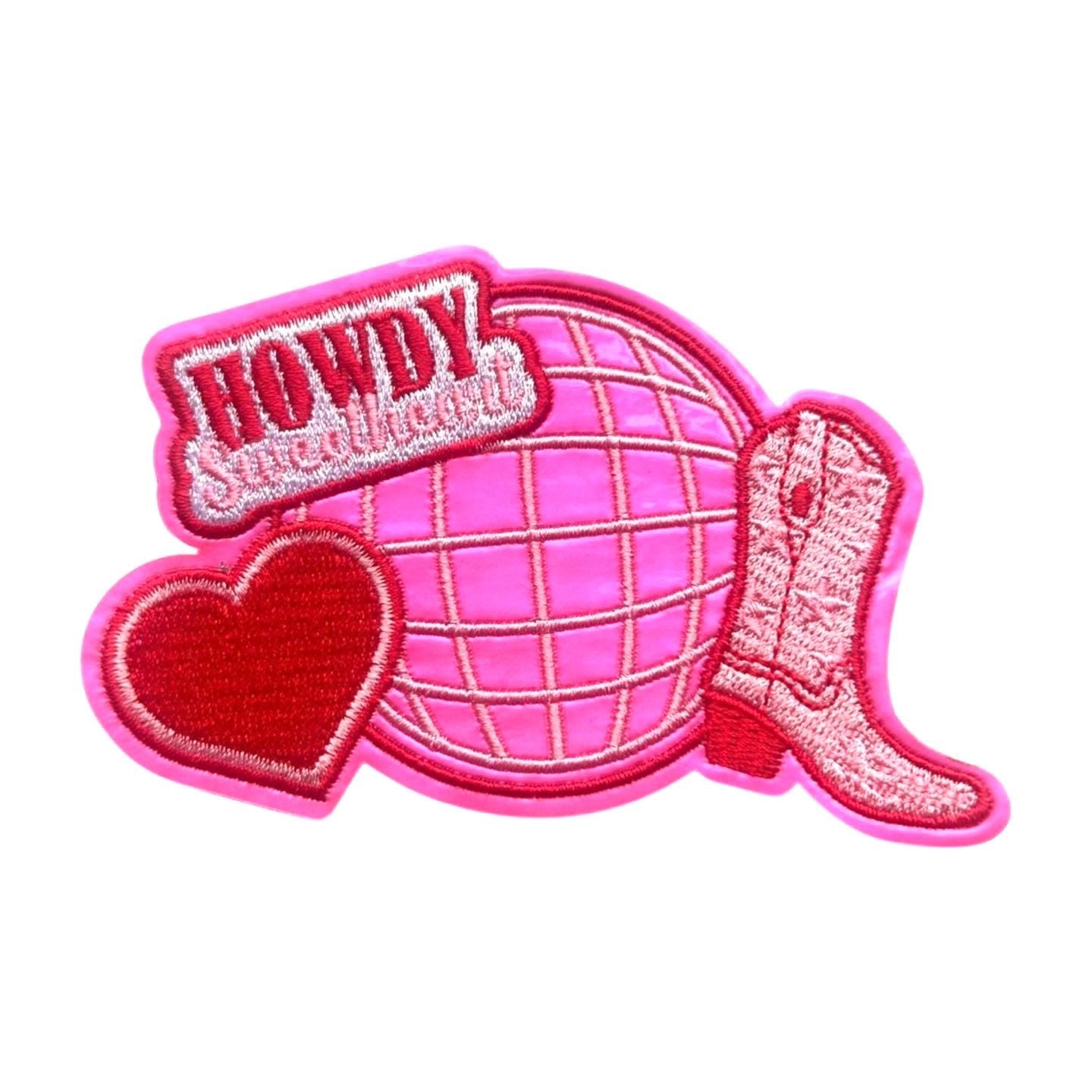 Howdy  Patch, Howdy Sweatheart Patch, Howdy Embroidered Patches, Western Iron On, Pink Howdy Patch, Cowgirl Iron On Patch