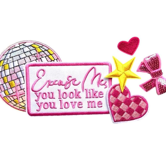 Excuse Me Iron On Patch - Girly Embroidered Applique