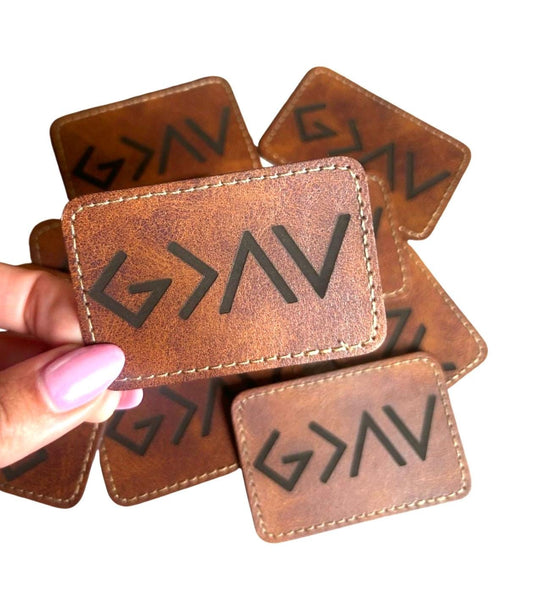 God is Greater than the Highs and Lows Patch,  Mens Christianity Patch, Spiritual Iron On Patch, Leather Patches