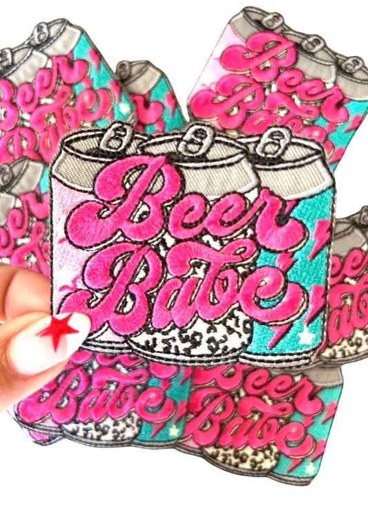 Beer Babe Iron-On Patch: Retro Alcohol Patch for Jackets & Bags