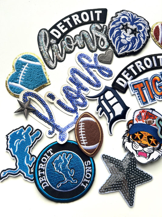 Detroit Lions & Tigers Iron-On Patch Bundle - 20 Piece Set