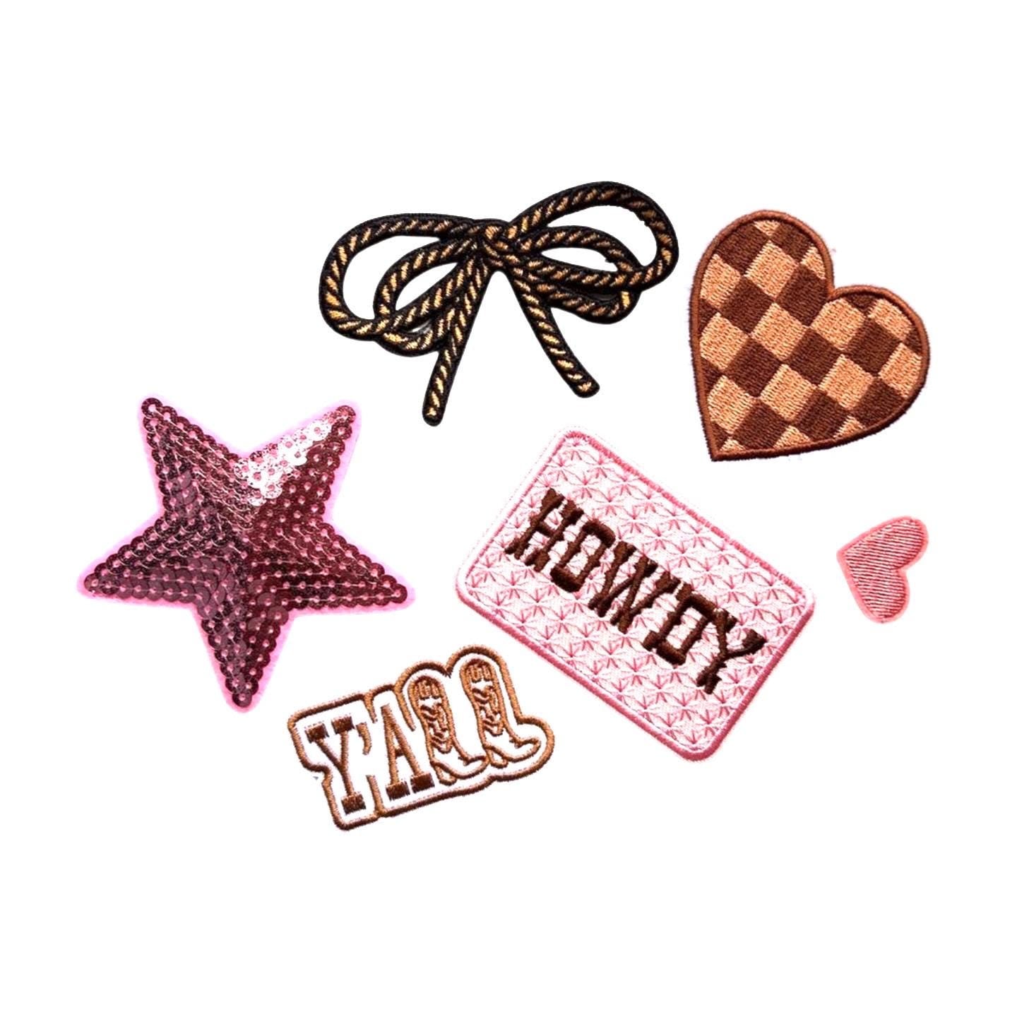 Howdy Patch: Pink & Brown Western Iron-On Cowgirl Patch