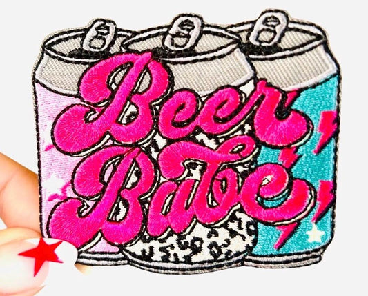 Beer Babe Iron-On Patch: Retro Alcohol Patch for Jackets & Bags
