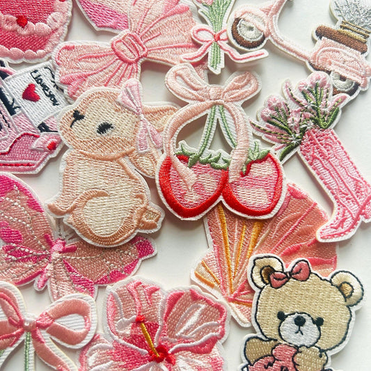 Girly Patches- Pink Patches - Coquette Patches - Backpack Patches - Aesthetic Patches - Girly Iron Patches - Jacket Patches