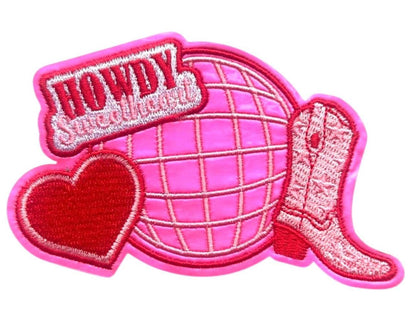 Howdy  Patch, Howdy Sweatheart Patch, Howdy Embroidered Patches, Western Iron On, Pink Howdy Patch, Cowgirl Iron On Patch