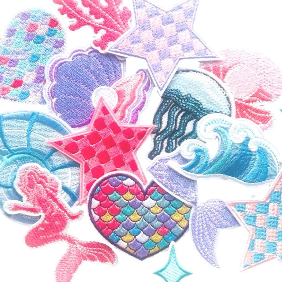 Under the Sea Iron-On Patches: Mermaid, Embroidered & Sequin