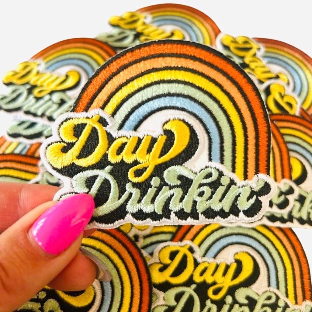 Day Drinking Iron On Patch: Adult Cocktail Apparel