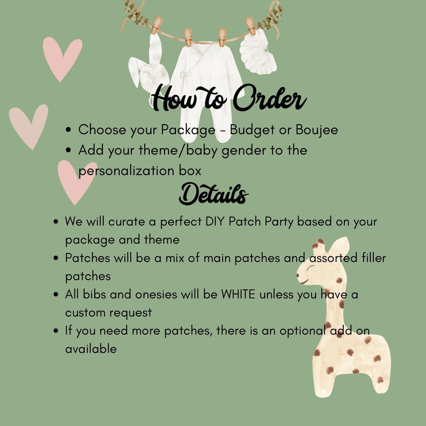 DIY Baby Shower Onesie & Bib Patch Bar Kit: Interactive Activity