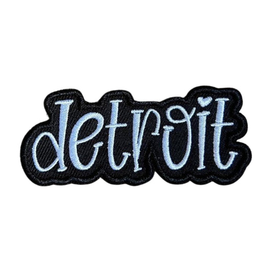 Detroit Iron On Patch: Black and White, 3 inch