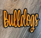 Large Orange Bulldogs Cursive Iron On Patch, Mascot Patches