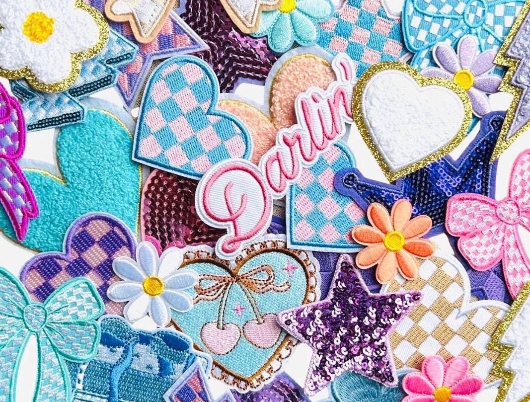 Pastel Iron-On Patches: Pink, Purple, Girly DIY Hat & Jacket Embellishments