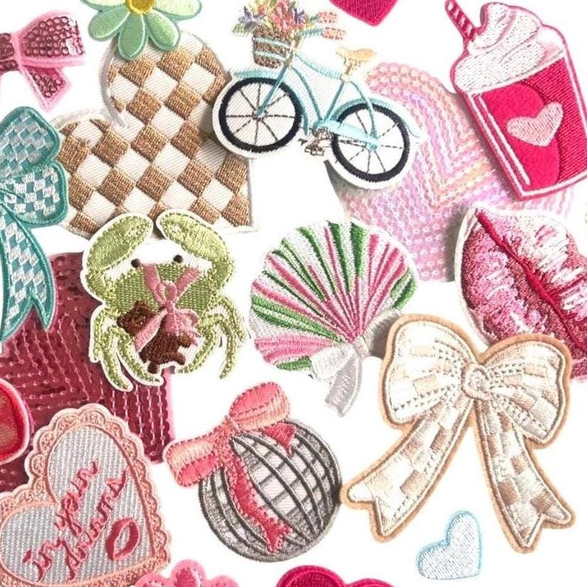 Preppy Patches, Preppy Iron On Patches, Girly Patch Bundle, Hat Bar Bundle, Cute Iron On Patches, Grand Millennial Patches