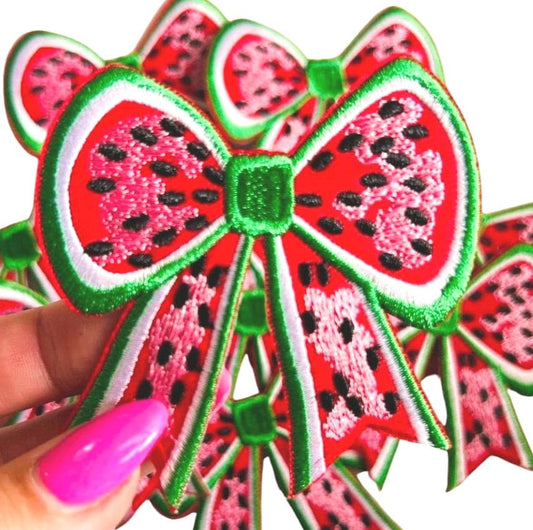 Watermelon Bow Iron On Patch, Summer Patches, Iron On Bows, Watermelon Patch, Girly Patches
