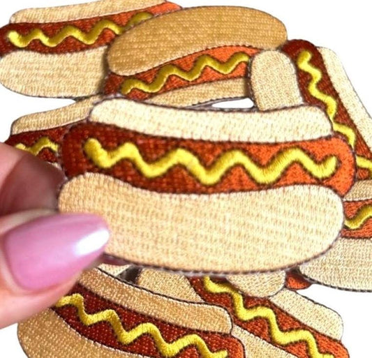 Iron On Hot Dog Patch: Embroidered Food Applique