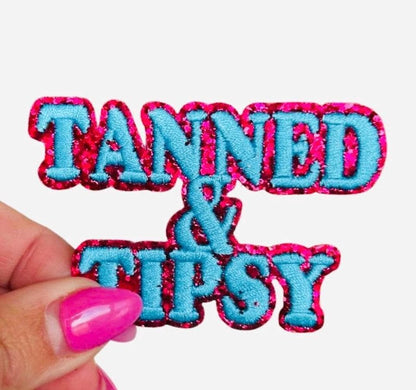 Tanned and Tipsy Iron On Patch, Summer Patches, Beach Iron On Patch, Embroidered Alcohol Patch, Adult Iron On Patch, Cocktail Patch