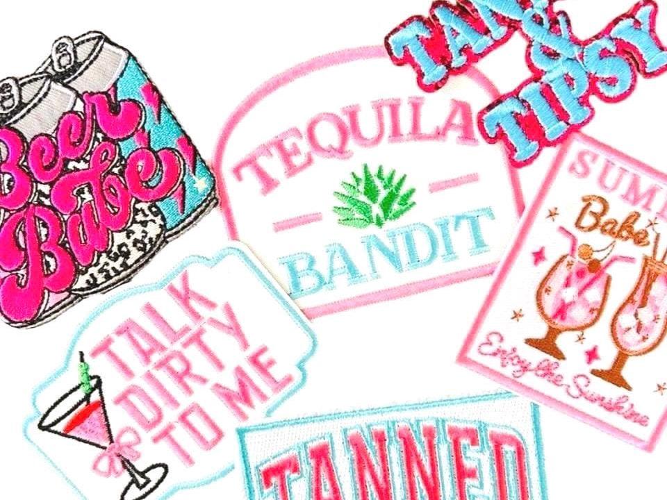 Cocktail Party Patches: Tanned & Tipsy, Martini Lover - Iron-On Applique