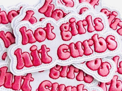 Hot Girls Hit Curbs Patch: Funny Iron On Patch for New Drivers