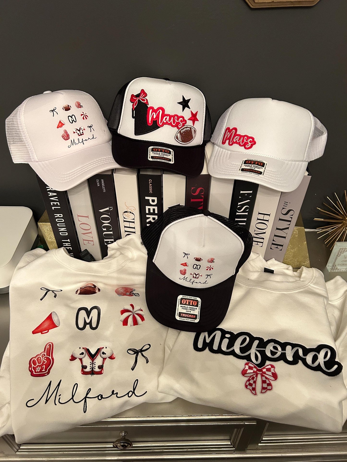 Cheer Megaphone Iron on Patch with red bow