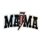 Football Mama Iron On Patch: Embroidered Lightning Bolt Design