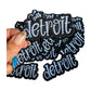 Detroit Iron On Patch: Black and White, 3 inch