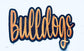 Large Orange Bulldogs Cursive Iron On Patch, Mascot Patches