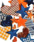 Blue & Orange Iron-On Patches: Embroidered, Chenille, Sequin Styles