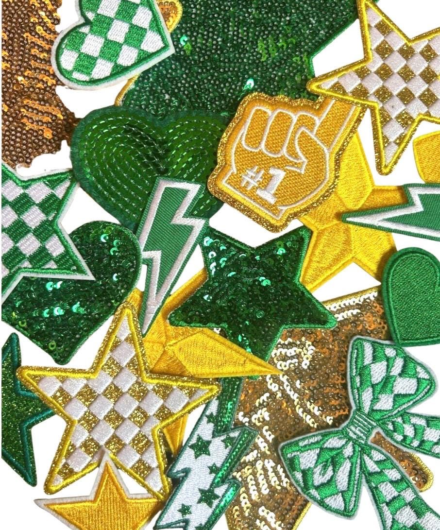 Green & Gold Iron-On Patches: Trucker Hat Embellishments