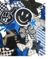 Black and Blue Iron-On Patches: Embroidered, Chenille and Sequin Styles