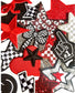 Red and Black Iron-On Patches: Embroidered and Sequin Embellishments