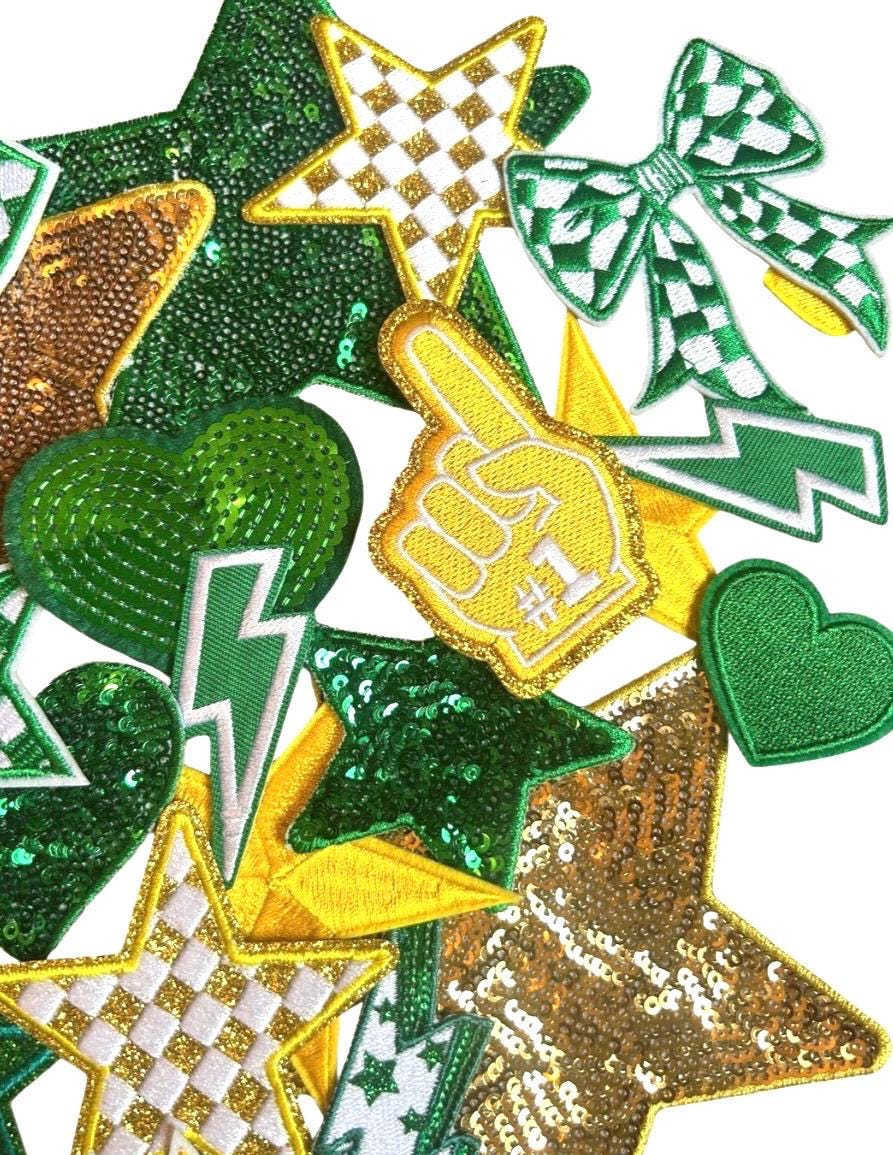 Green & Gold Iron-On Patches: Trucker Hat Embellishments