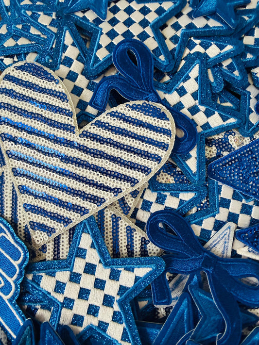 Blue Iron On Patches, Bundle of Blue Patches, Filler Patches