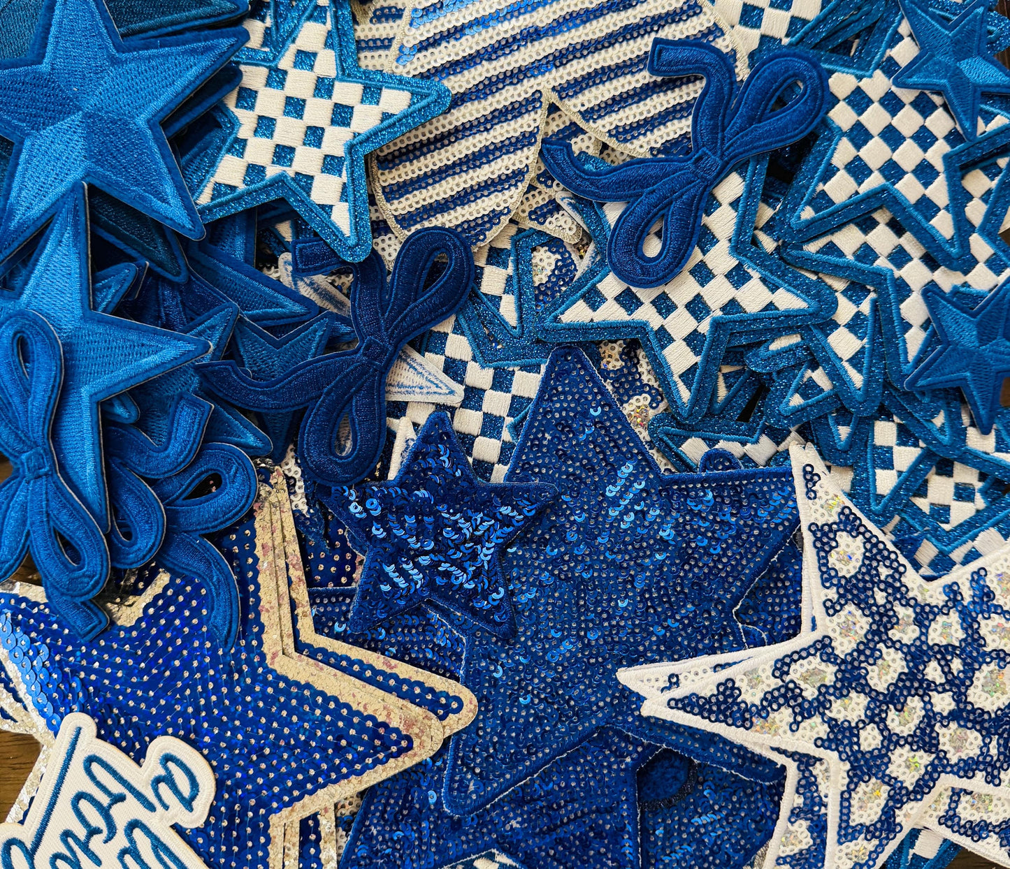 Blue Iron On Patches, Bundle of Blue Patches, Filler Patches