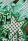 Green Iron On Patches, Bundle of Blue Patches, Filler Patches