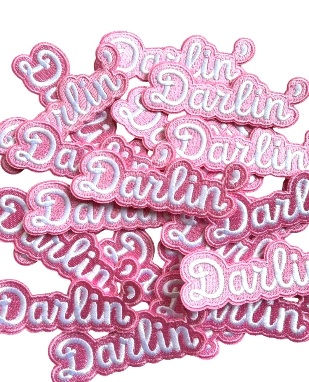 Girly Patches, Darlin Iron On Patch, Pink Embroidered Patches