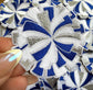 Pom Pom Patches, Blue and White Cheer Appliques