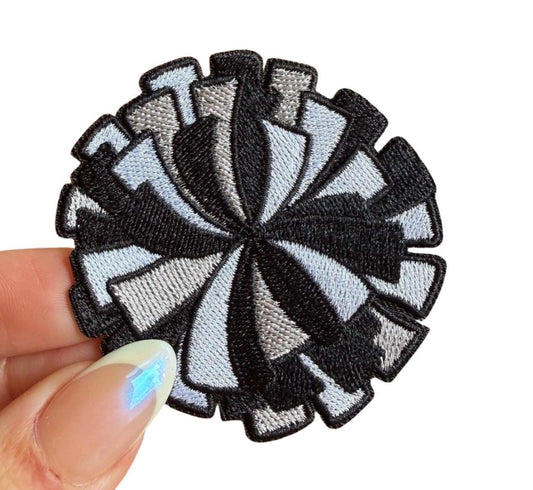 Pom Pom Patches, Black and White Cheer Appliques