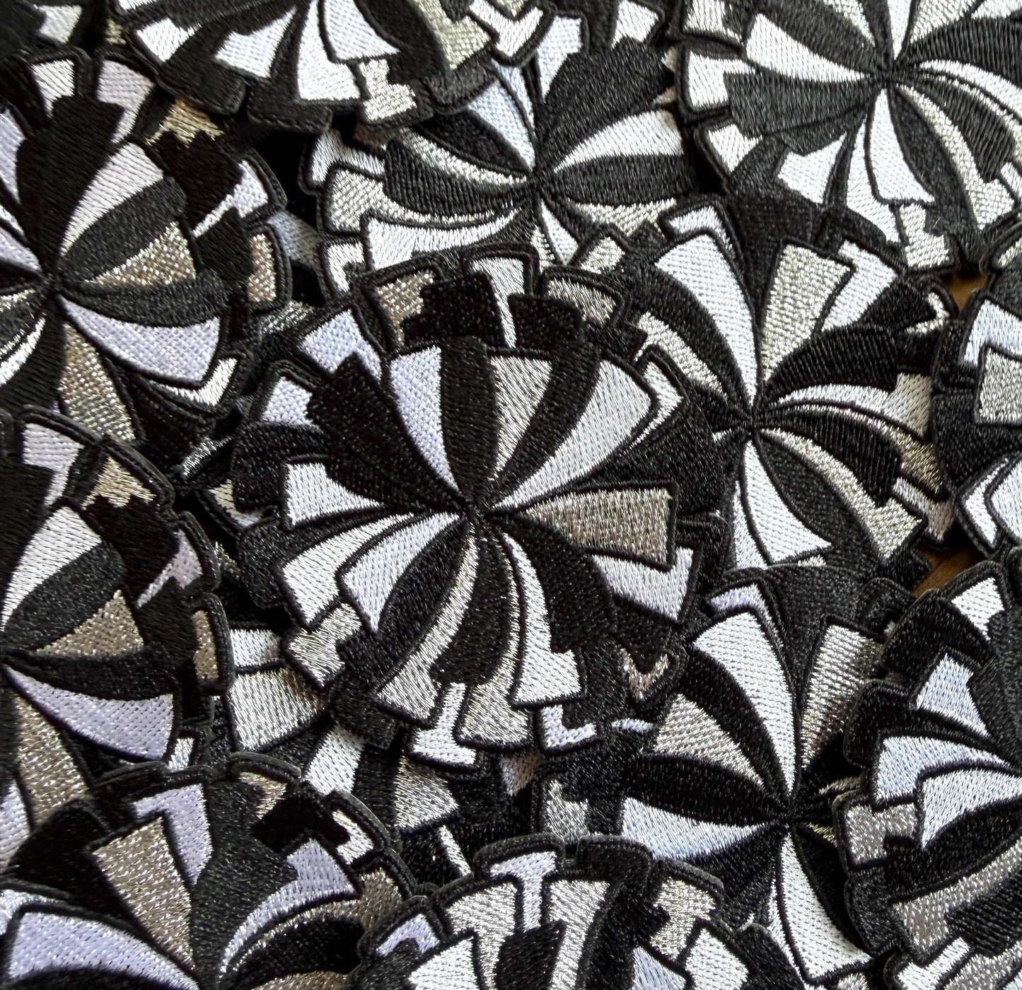 Pom Pom Patches, Black and White Cheer Appliques