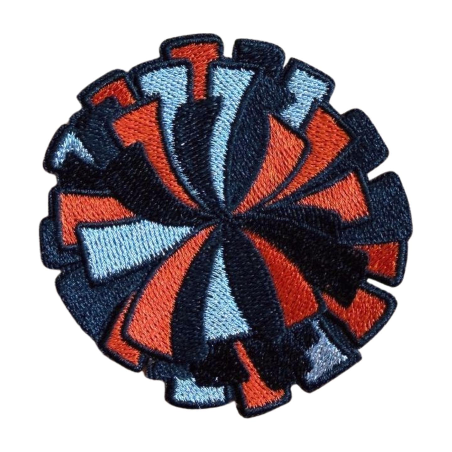 Orange Black Pom Pom Cheerleading Patches, Iron-On Chenille Embroidery