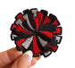 Cheer Pom Pom Embroidered Patch: Red & Black Iron-On Applique