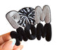 Pom Mom Iron-On Patch, Black White Silver Embroidered Applique