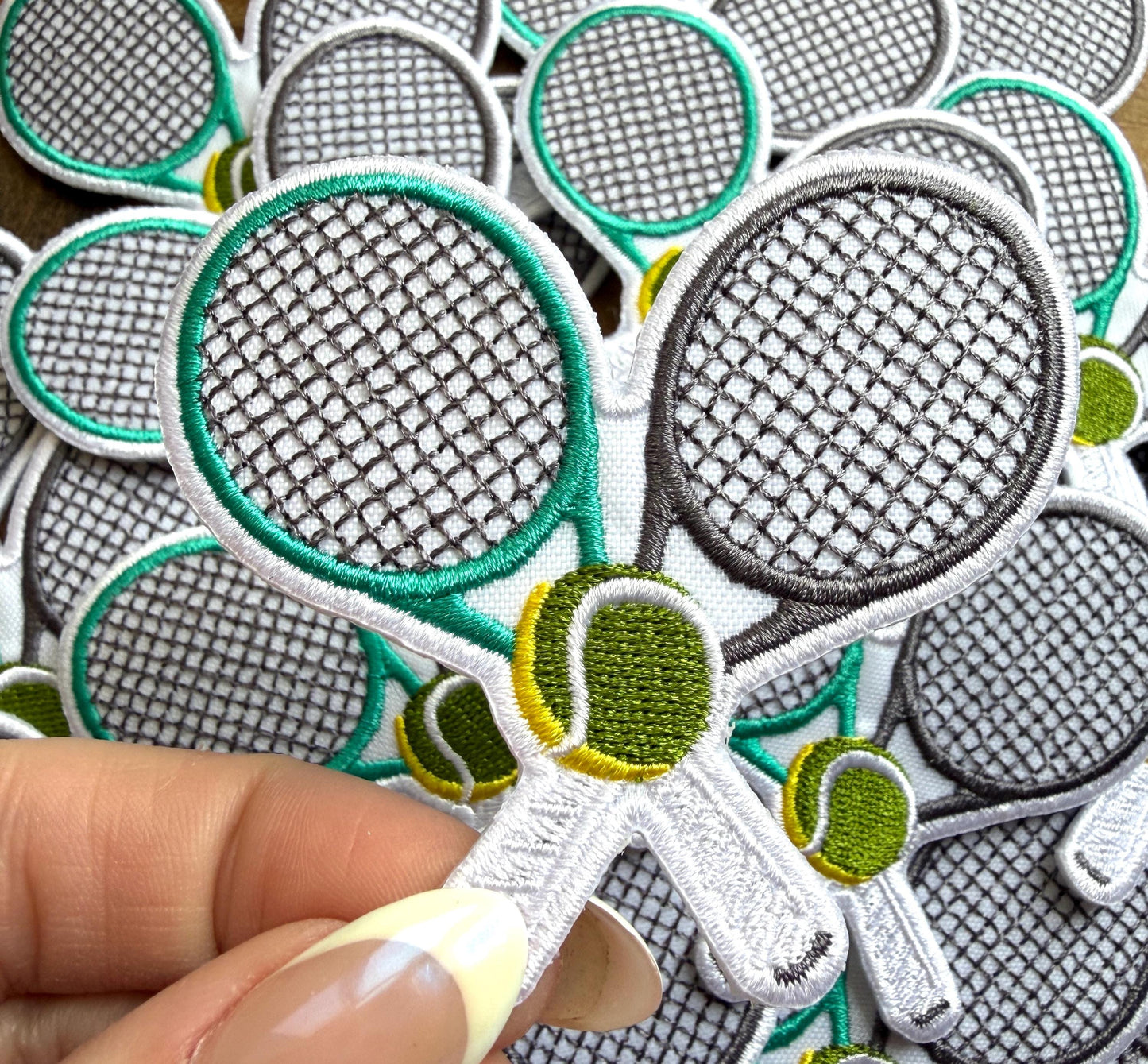 Tennis Embroidered Patch:  Game Day Iron-On Applique