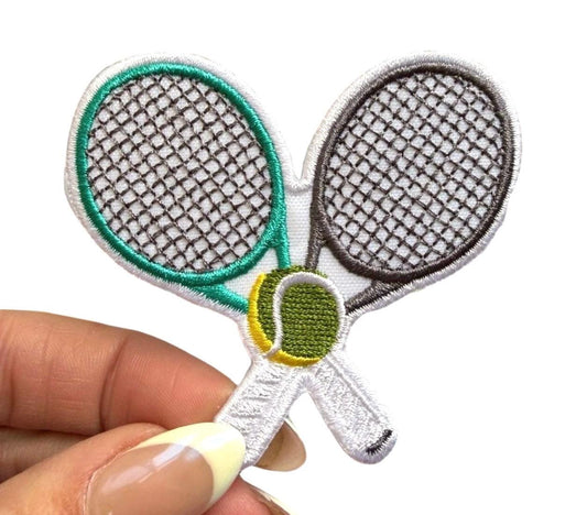 Tennis Embroidered Patch:  Game Day Iron-On Applique