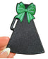 Cheer Megaphone Iron-On Patch with Green Bow, 2.5"