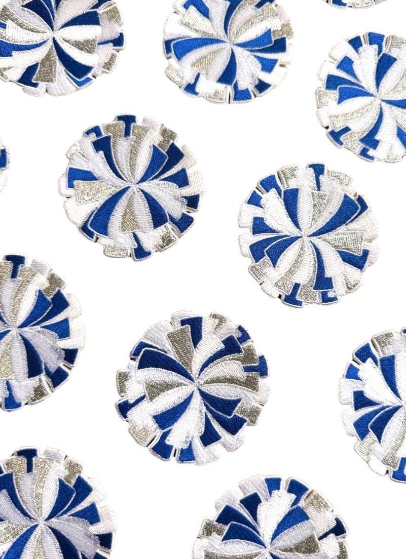 Pom Pom Patches, Blue and White Cheer Appliques