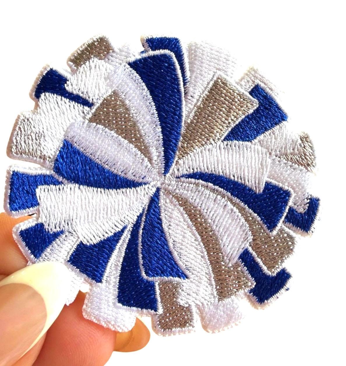 Pom Pom Patches, Blue and White Cheer Appliques