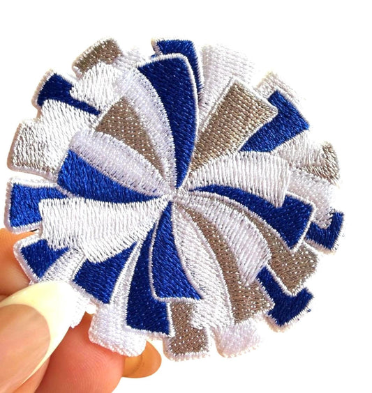 Pom Pom Patches, Blue and White Cheer Appliques