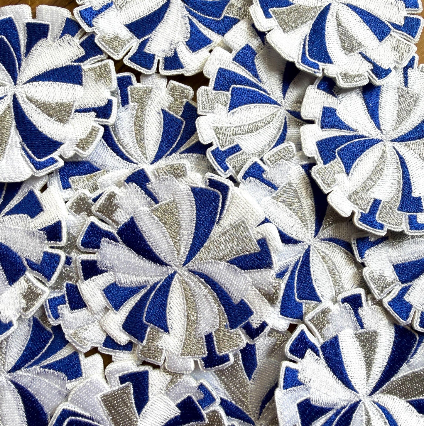 Pom Pom Patches, Blue and White Cheer Appliques